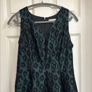 LOFT Green and Black Leopard Print Mini Dress